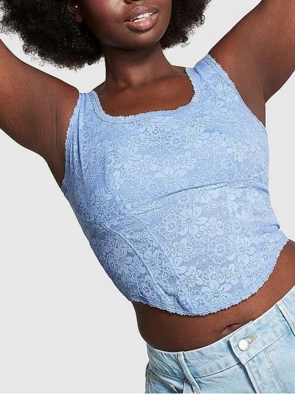 Victoria's Secret Light Blue Lace Crop Tank
